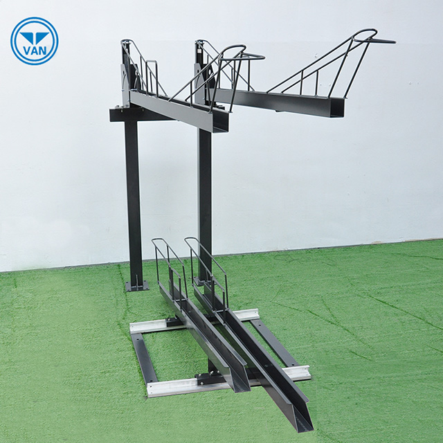 Hot Sell Outdoor Black Powder Coating Double Deck Bike Parking Stand