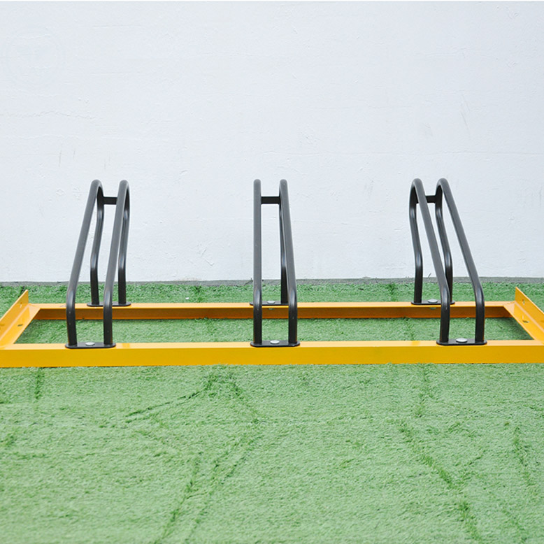Yellow Black Powder Coating 3 Floor Bike Rack for Outdoor 